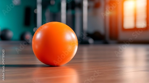 Gym Fitness Medicine Ball on Floor. Generative AI photo