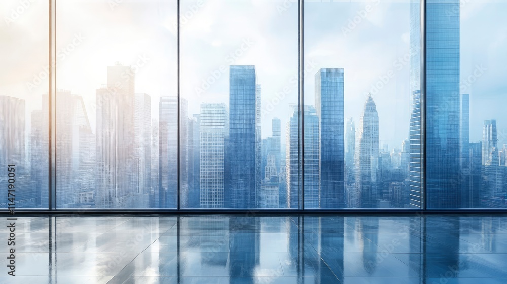 Close-up of cityscape with high rise buildings seen through wet glass window. Close-up of cityscape with high rise buildings seen through wet glass window.