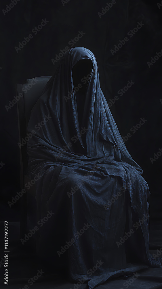 Shadow of a person in black clothes sitting on a chair Shadow of a person in black clothes sitting on a chair
