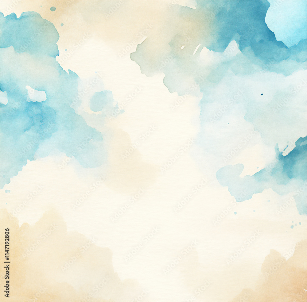 Obraz premium Watercolor background light blue and beige co
