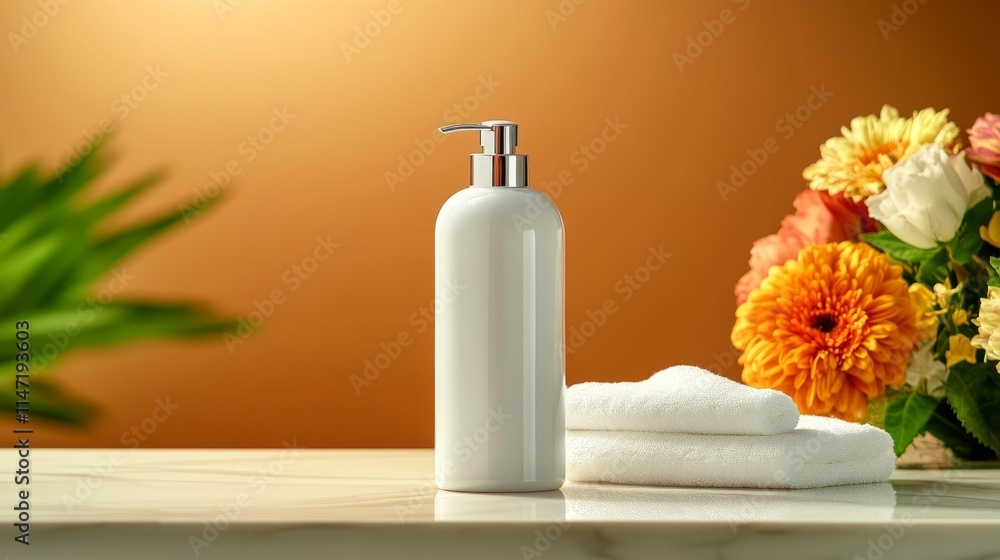 Elegant Foot Care Lotion on a Marble Sink. Generative AI Elegant Foot Care Lotion on a Marble Sink. Generative AI
