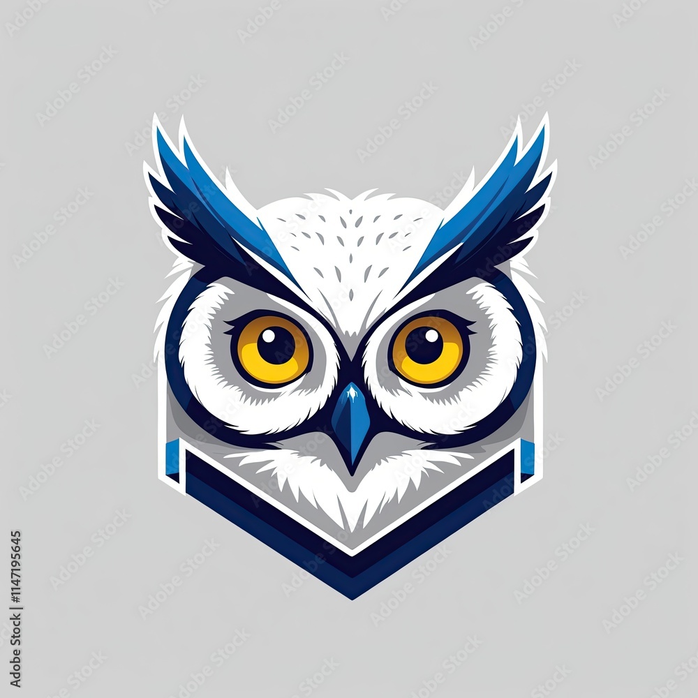 Obraz premium Stylized colored owl head logo vector illustration 