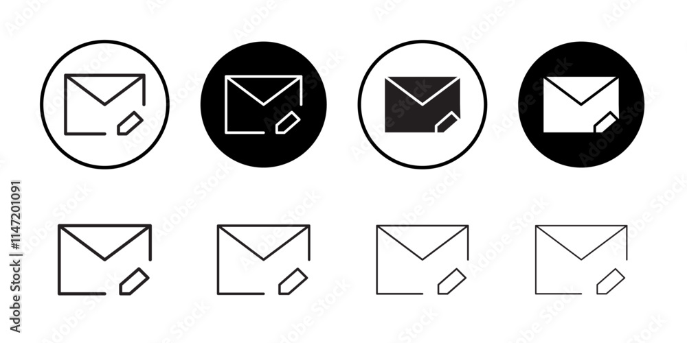Edit mail icon Flat line symbol Edit mail icon Flat line symbol