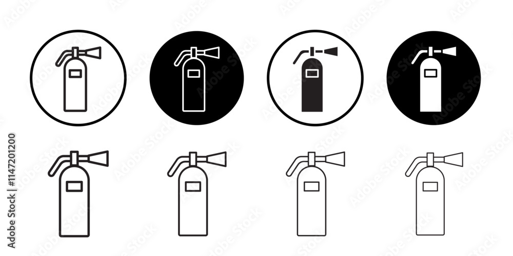 Fire extinguisher icon Flat line symbol Fire extinguisher icon Flat line symbol