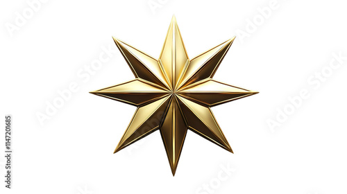 Modern Shiny Golden Star on Transparent Background with Polished Design