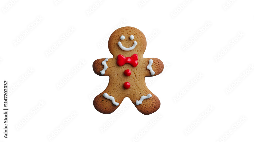 Cute Gingerbread Man Cookie With Pink Frosting On Transparent Background Cute Gingerbread Man Cookie With Pink Frosting On Transparent Background