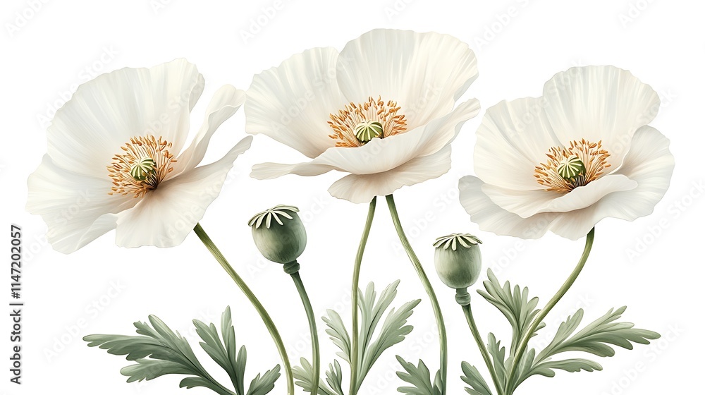 Obraz premium Poppies isolated on a white background poppy flower