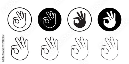 Ok gesture icon Flat line symbol