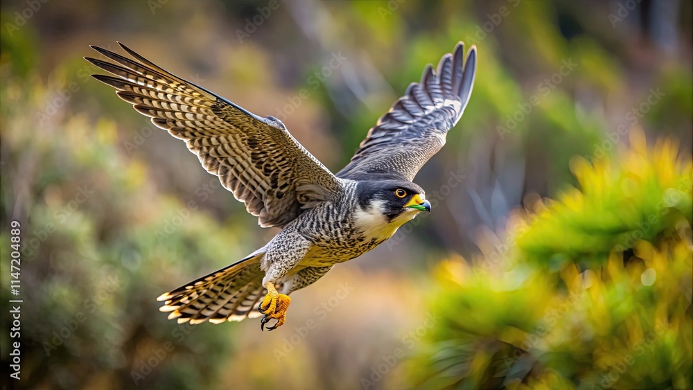 Obraz premium Australian Peregrine Falcon in flight , wingspan, aerial, bird of prey, falcon, raptor, hunting, soaring, swooping