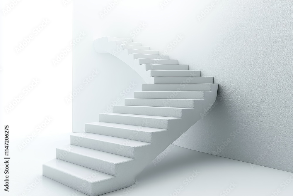 A modern, minimalist spiral staircase leading to an undefined space. A modern, minimalist spiral staircase leading to an undefined space.