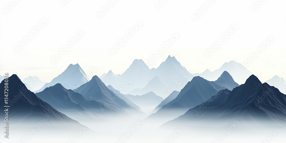 Fototapeta premium Majestic Mountain Range Shrouded in Eerie Fog, Creating a Mystical Landscape for Photography Opportunities