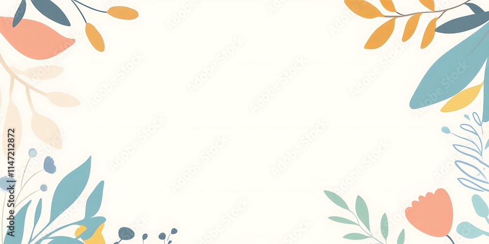 Pastel Floral Frame Background Design with White Space Pastel Floral Frame Background Design with White Space