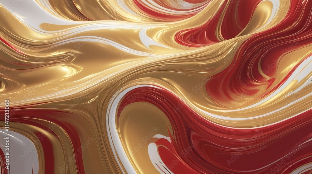 Metallic gold and red abstract waves for luxury design Metallic gold and red abstract waves for luxury design