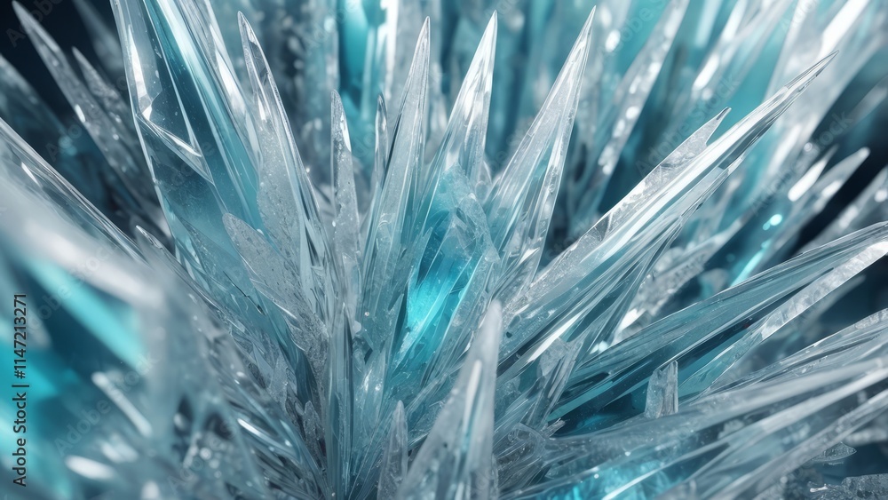 Abstract close-up of blue ice crystals in sharp detail Abstract close-up of blue ice crystals in sharp detail