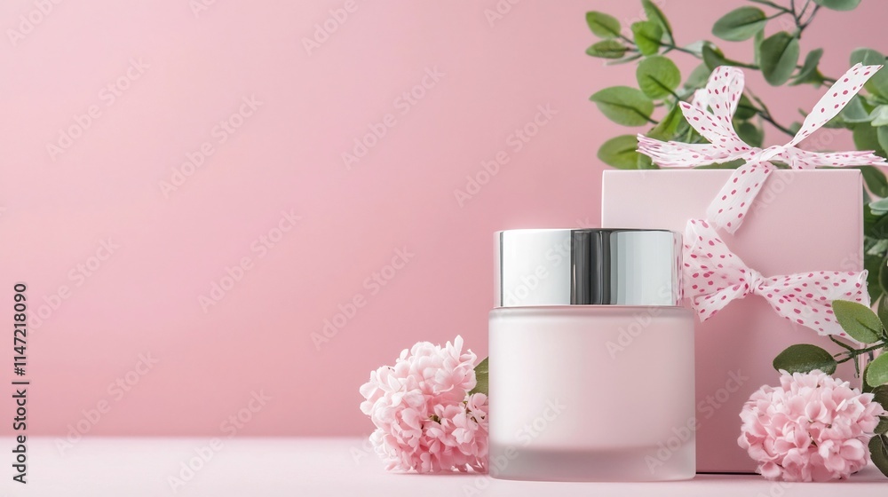 Elegant and Luxurious Face Cream Jar Mockup Displayed with Coordinating Packaging on a Soft Pink Minimalist Background Showcasing a Refined and Soothing Beauty Product Presentation Elegant and Luxurious Face Cream Jar Mockup Displayed with Coordinating Packaging on a Soft Pink Minimalist Background Showcasing a Refined and Soothing Beauty Product Presentation