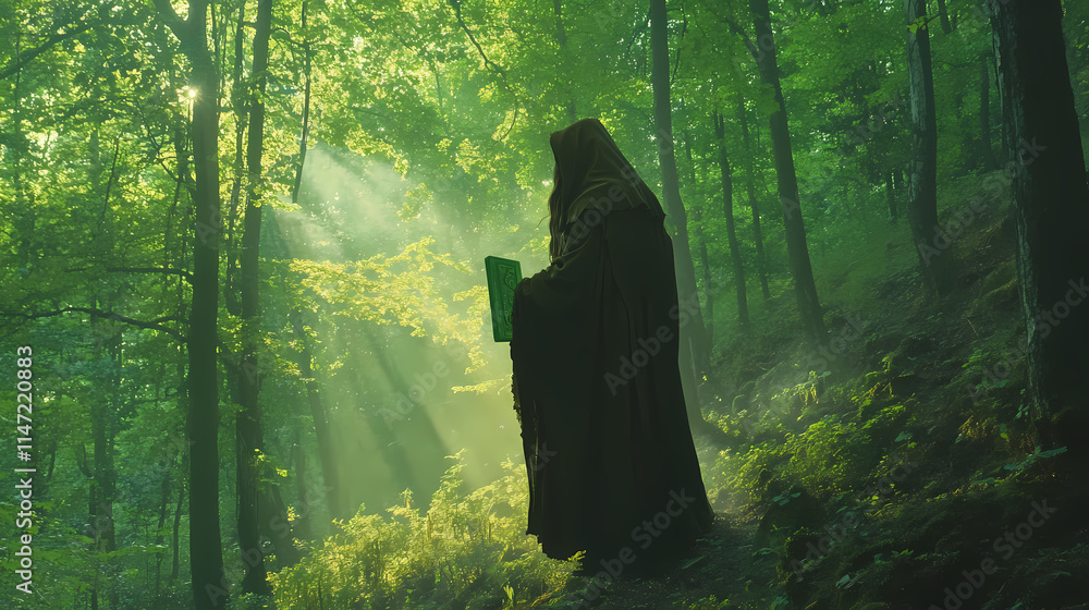 Enchanted forest where the trees whisper the secrets of the emerald tablets in a mystical glade. elemental wizard. illustration. Whisper. Illustration Enchanted forest where the trees whisper the secrets of the emerald tablets in a mystical glade. elemental wizard. illustration. Whisper. Illustration
