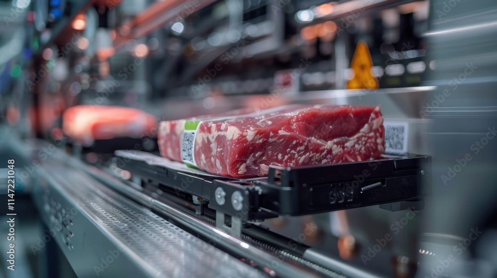 A digital label printer in a food packaging plant, applying QR codes for product tracking and transparency for consumers A digital label printer in a food packaging plant, applying QR codes for product tracking and transparency for consumers