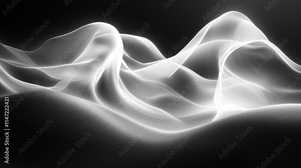 Abstract grayscale flowing fabric waves. Abstract grayscale flowing fabric waves.