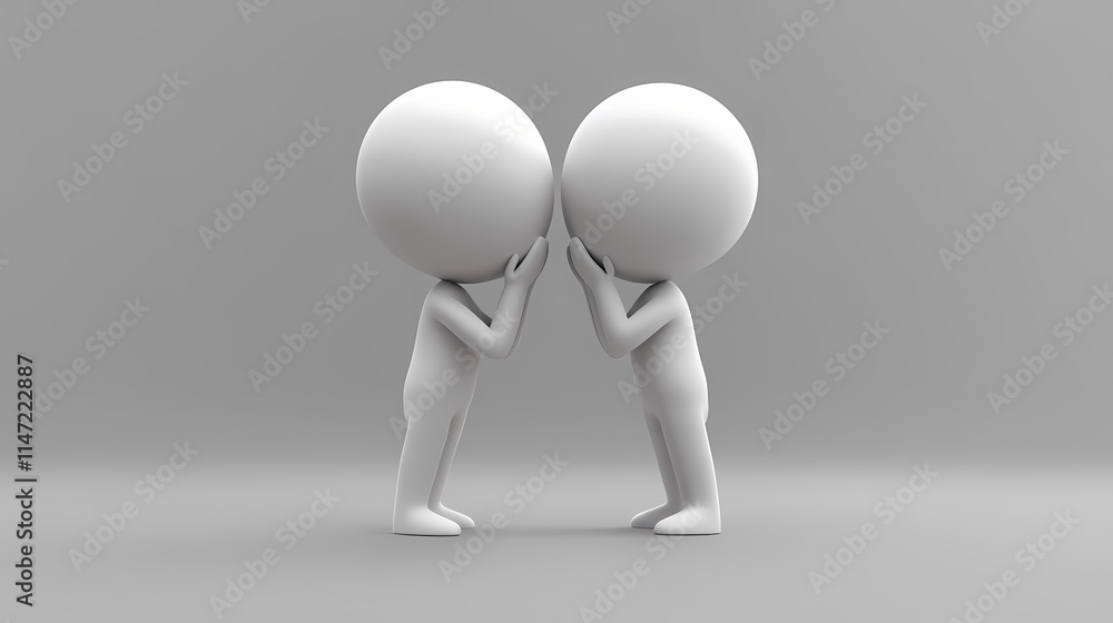 3d white people whispering to another. Whisper. Illustration