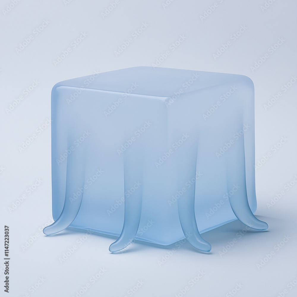 Frosted Cube with Transparent Jelly Arms - Unique and Captivating Visual Display Frosted Cube with Transparent Jelly Arms - Unique and Captivating Visual Display