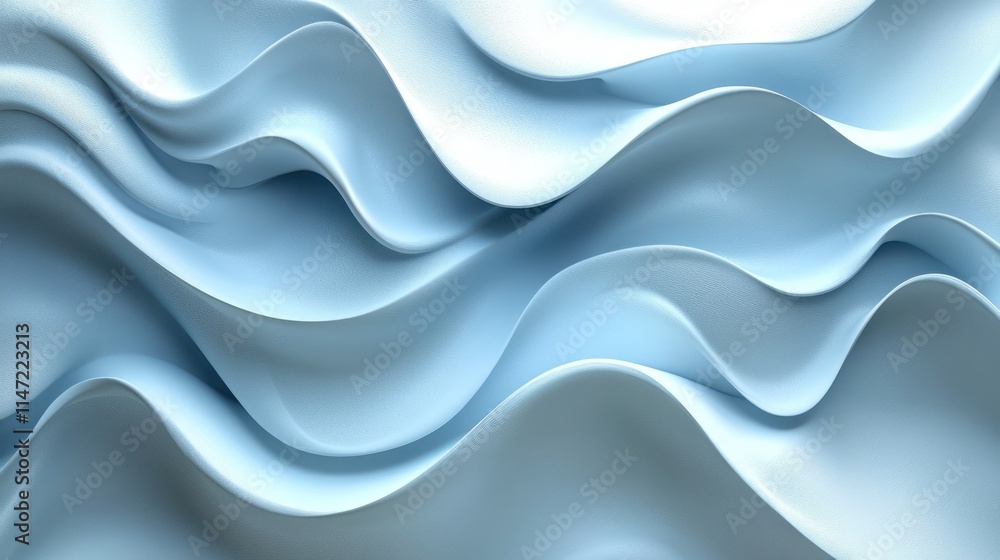 Fototapeta premium Abstract light blue wavy fabric texture.