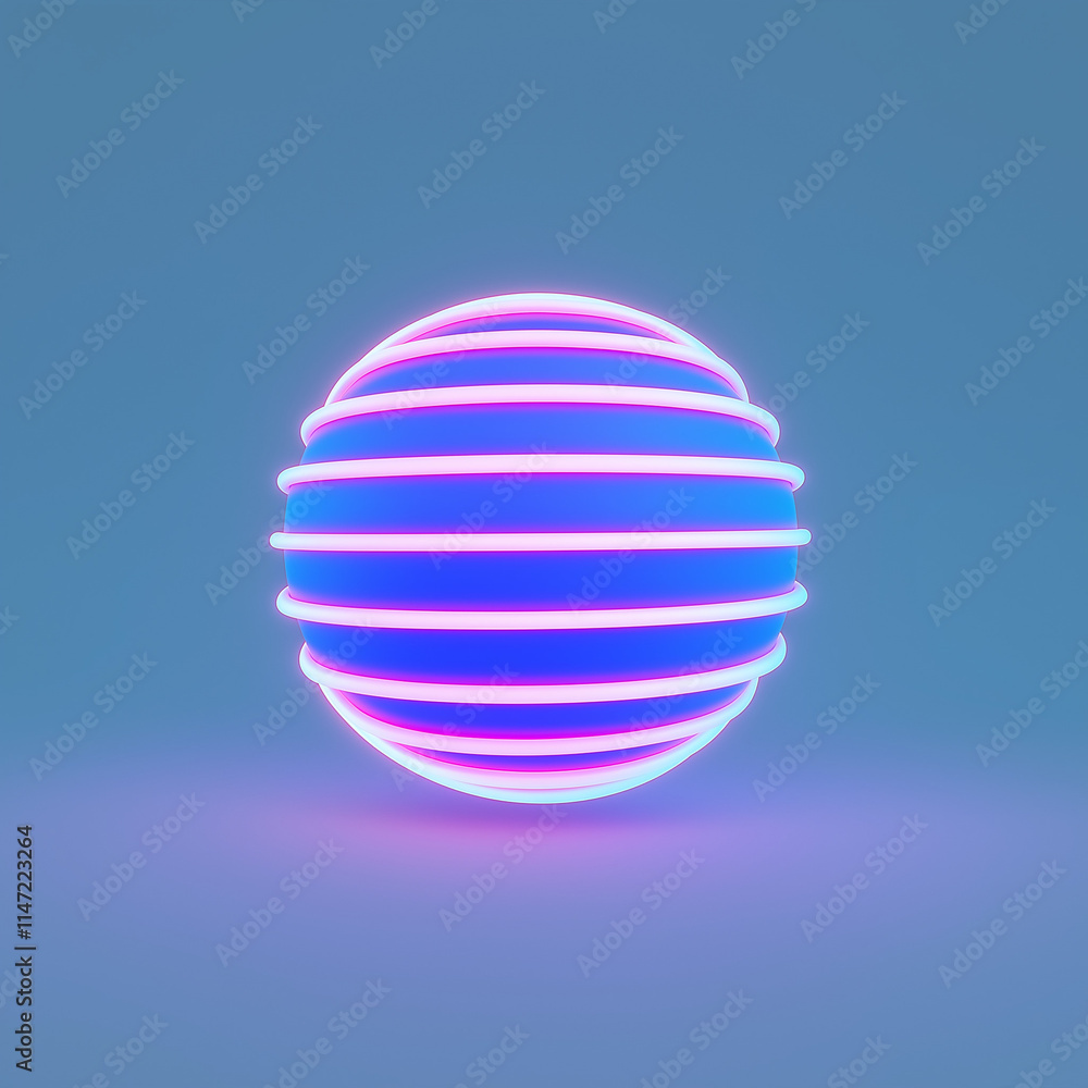 Playful Sphere with Glowing Neon Fins for Dynamic Display Playful Sphere with Glowing Neon Fins for Dynamic Display