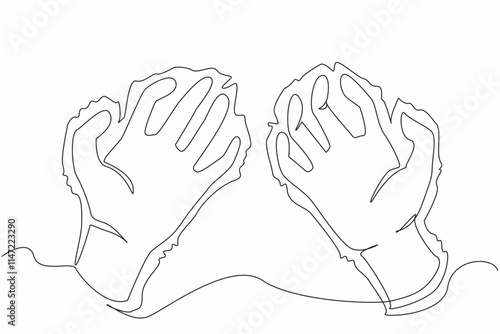 Continuous one line drawing two hands with bent fingers and experiencing severe tremors. Body coordination disorder. Nervous system disease. Parkinson. Single line draw design vector illustration