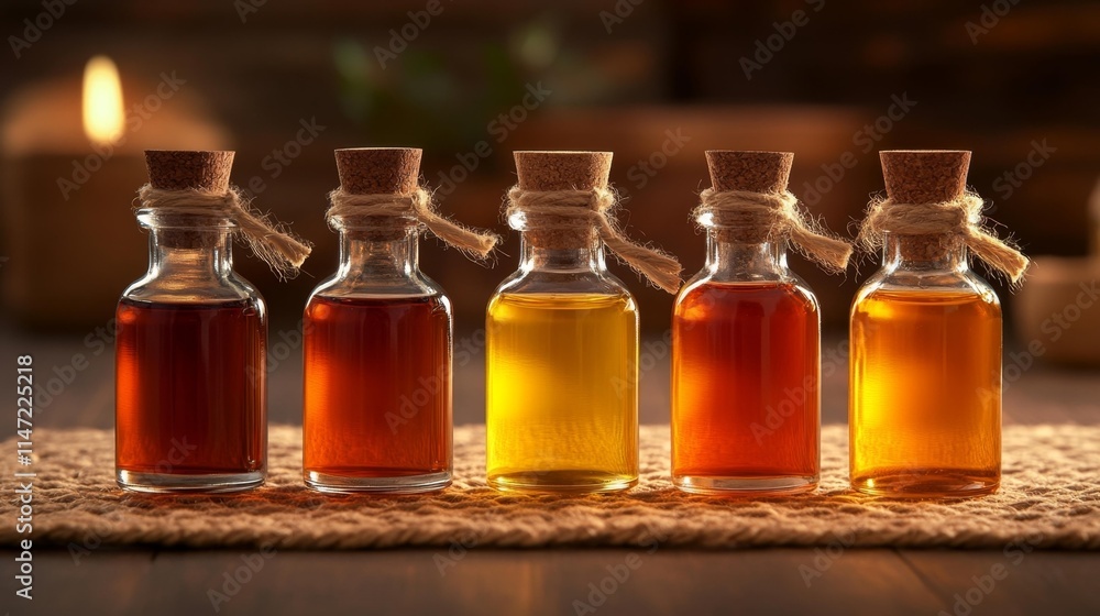 Natural Healing Massage Oils in Glass Bottles. Generative AI Natural Healing Massage Oils in Glass Bottles. Generative AI