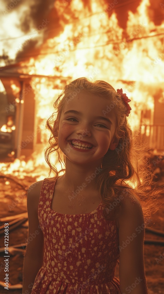 Obraz premium Happy girl celebrating with sparklers at night