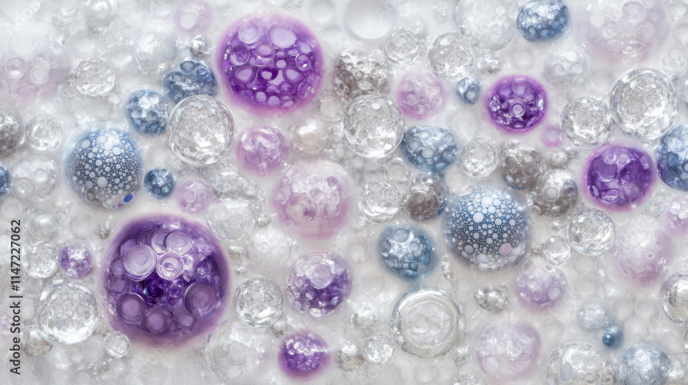 A surreal composition of ethereal orbs, layered in glowing shades of lavender, cerulean, and silver, scattered intricately on a clear white canvas, ultra-crisp reflections, hyperrealistic texture, con A surreal composition of ethereal orbs, layered in glowing shades of lavender, cerulean, and silver, scattered intricately on a clear white canvas, ultra-crisp reflections, hyperrealistic texture, con
