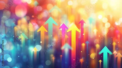 Vibrant Digital Visualization of Transformation and Growth Arrows