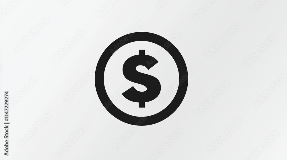 Minimalist dollar symbol on a clean white background Minimalist dollar symbol on a clean white background