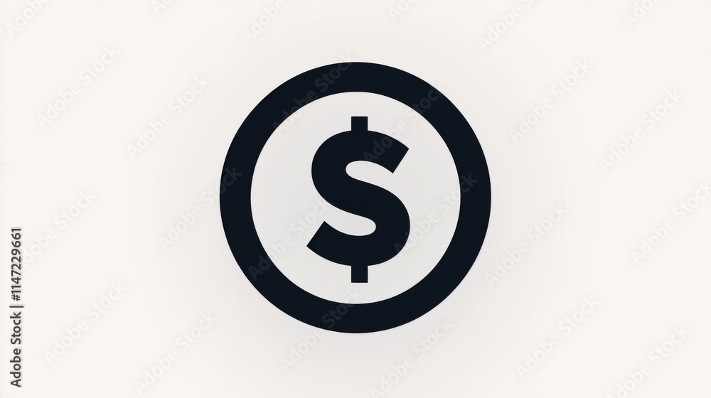 Minimalist dollar icon with a white background Minimalist dollar icon with a white background