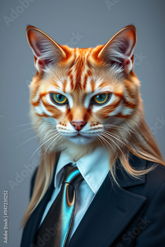 A Ginger Cat in a Business Suit: Professional Feline in Corporate Attire