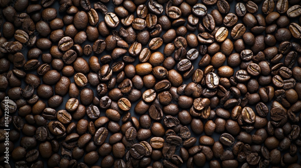 Closeup of roasted coffee beans with rich textures in black and white Closeup of roasted coffee beans with rich textures in black and white