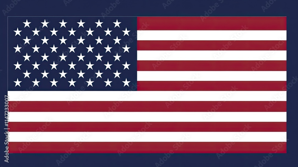 Naklejka premium American flag, stars, stripes, red, white, blue, national symbol.