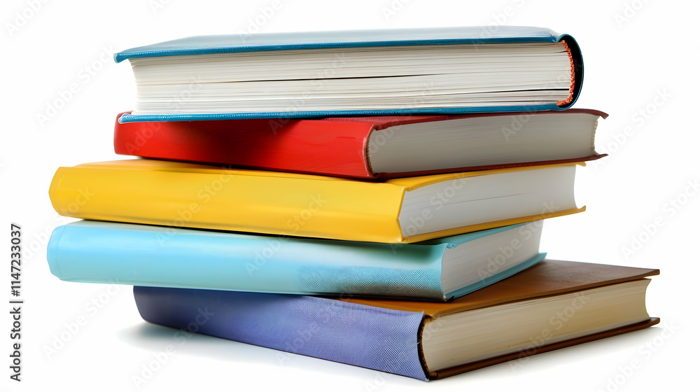 Stacked colorful books on a white background. Stacked colorful books on a white background.
