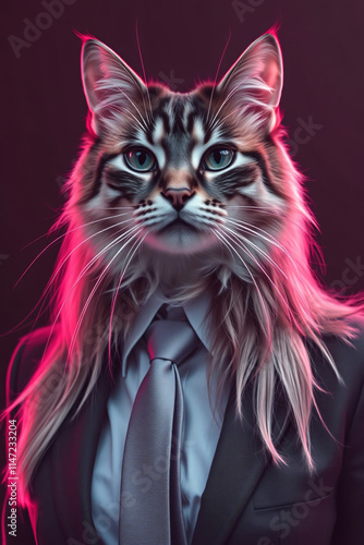 Feline Fashionista: A Striking Portrait of a Cat in a Suit