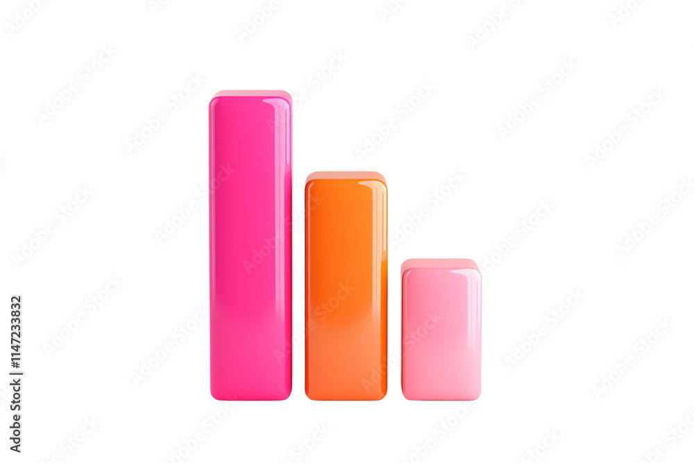 Three colorful rectangular shapes in varying heights arranged in a vertical line, featuring vibrant pink, orange, and light pink hues. Three colorful rectangular shapes in varying heights arranged in a vertical line, featuring vibrant pink, orange, and light pink hues.