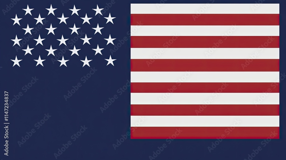 Fototapeta premium Close-up of the American flag, showing its stars and stripes in detail.