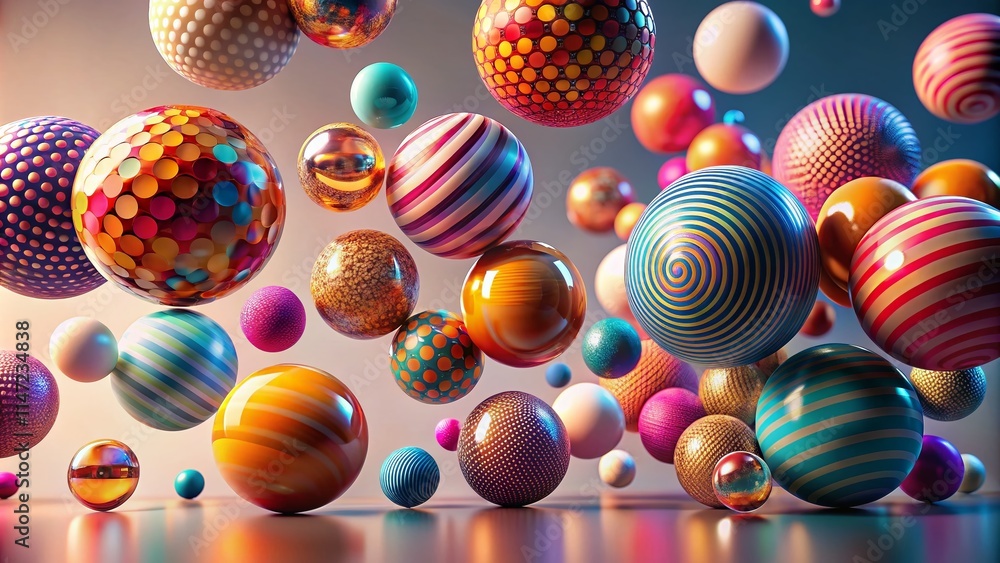 Floating Spheres, Minimalist 3D Shadows, High Depth of Field