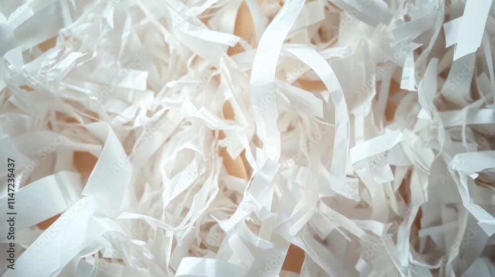 pile of shredded paper materials, mixed textures of white and brown paper strips, office waste documents, recycled materials, soft lighting, minimalist background, detailed paper fragments, pile of shredded paper materials, mixed textures of white and brown paper strips, office waste documents, recycled materials, soft lighting, minimalist background, detailed paper fragments,