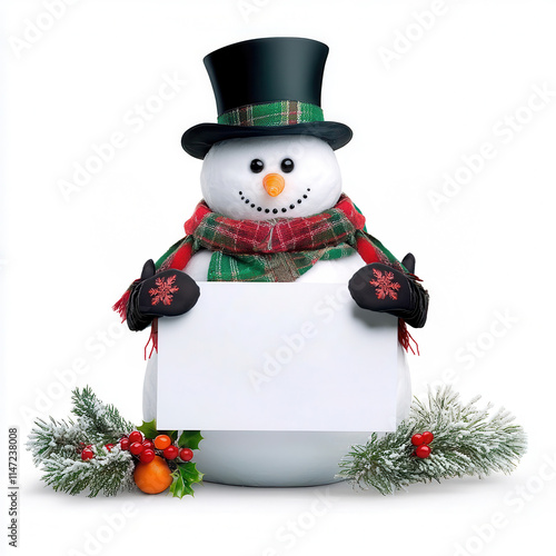Winter Snowman Ready for Holiday Messages