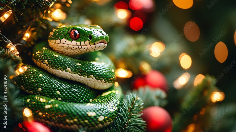 Fototapeta premium Snake in the christmas tree