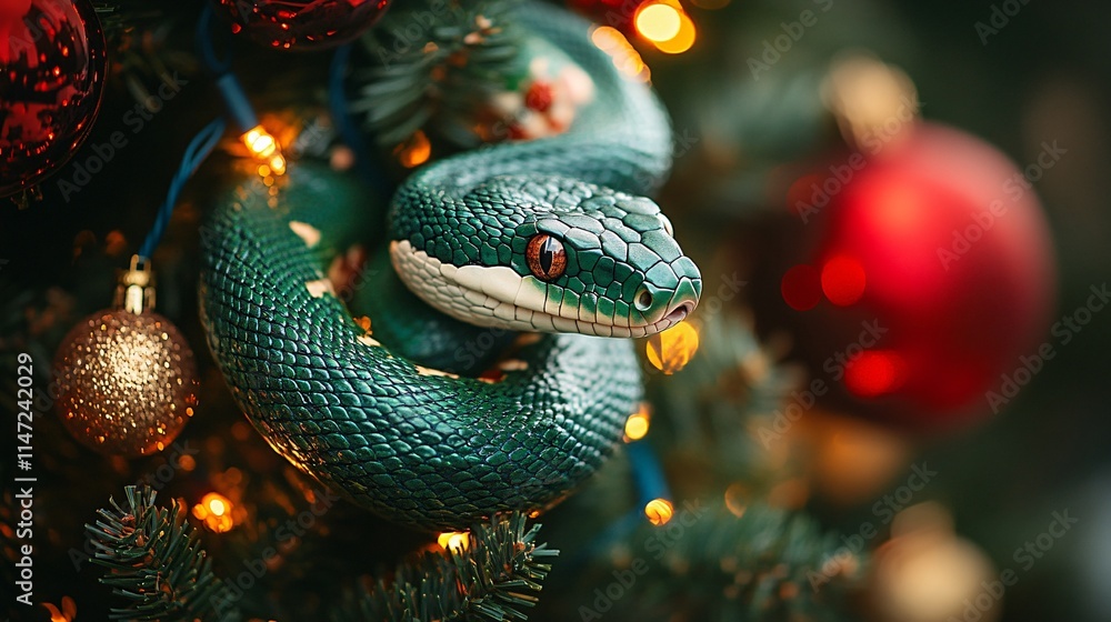 Fototapeta premium Snake in the christmas tree
