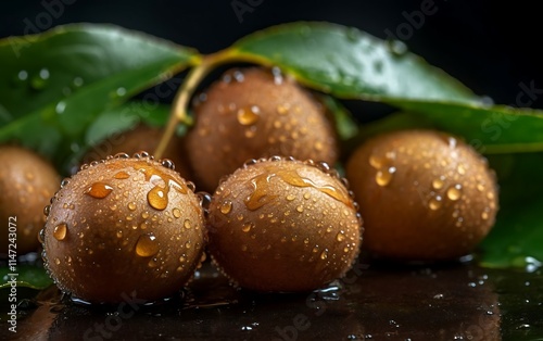 Fresh Longan covered with water drops photo