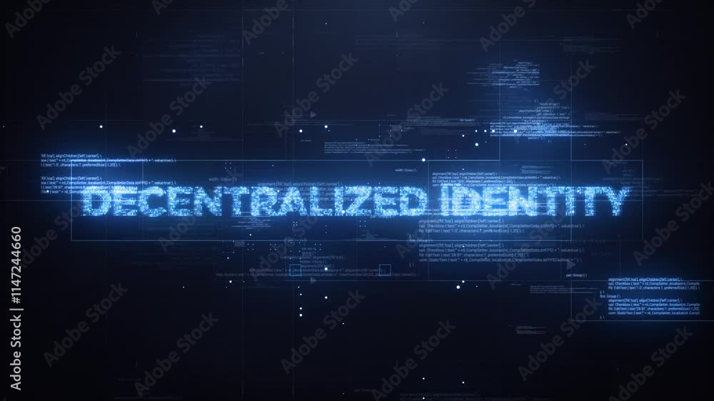 Decentralized Identity Word on Dynamic Technology Background Decentralized Identity Word on Dynamic Technology Background