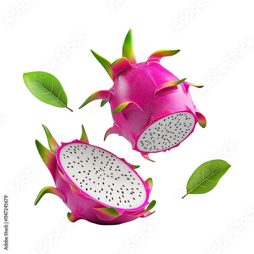 dragon fruit on white background photo