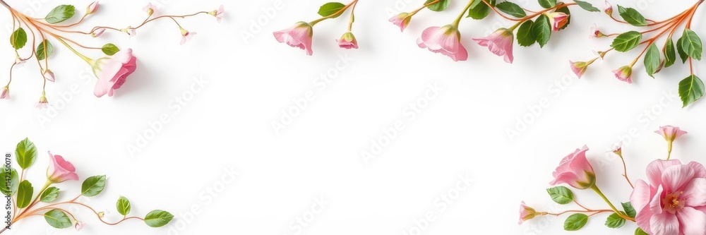 custom made wallpaper toronto digitalA beautiful frame made of delicate rose flowers and leaves, perfect for romantic and elegant designs, nature, leaves