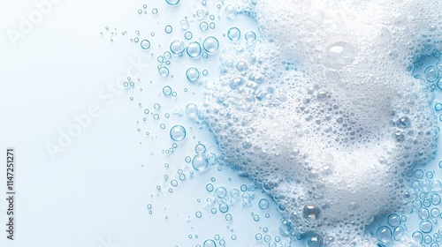 Wallpaper Mural Close-up of white and blue foam bubbles on light blue background. Torontodigital.ca